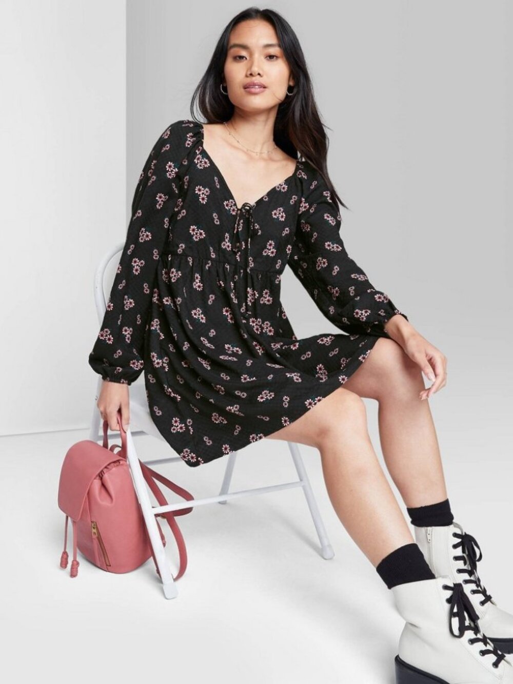 New long sleeve floral peasant dress Large #181 - Picture 4 of 11